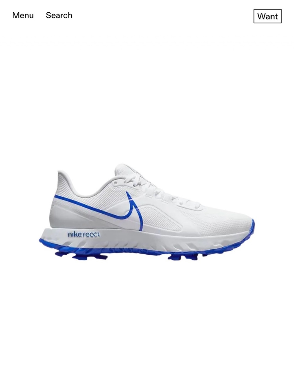 Nike React Infinity Pro White Racer Blue Golf Shoes CT6620-125